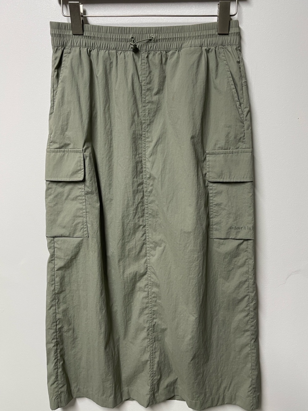 Frank Stone Olive Green Maxi Cargo Skirt with Drawstring Waist - Picture 8 of 14